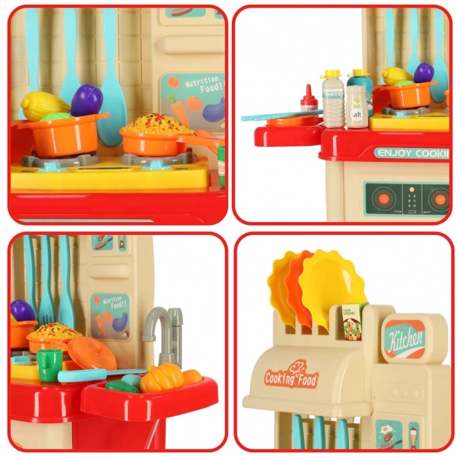 Kinder plastic keuken met verlichting en 44 elementen