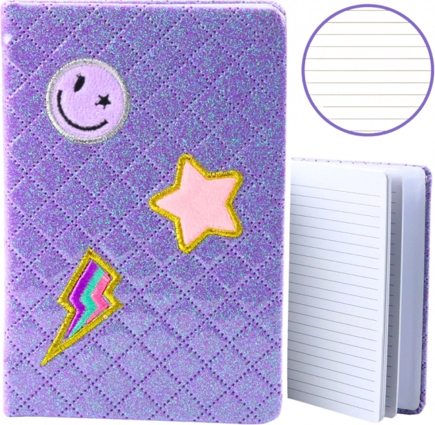 Brocaten notitieboek met patches paars B6 80 vellen