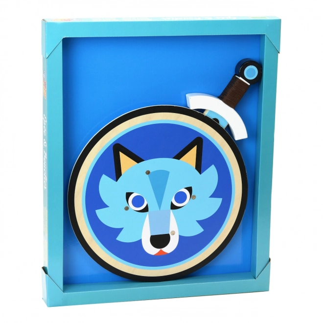 Vilac Houten Schild en Zwaard Wolf