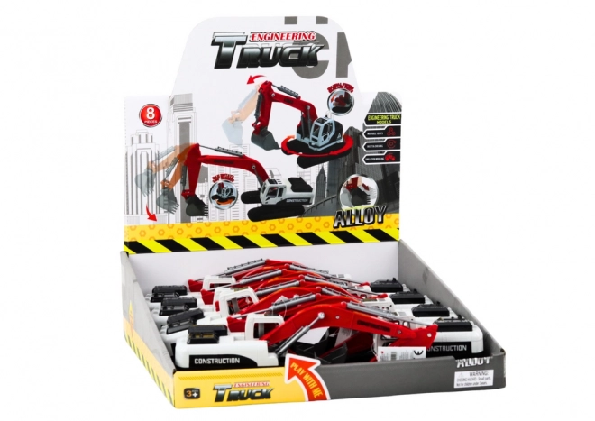 Metalen rood-wit rupsbandgraafmachine