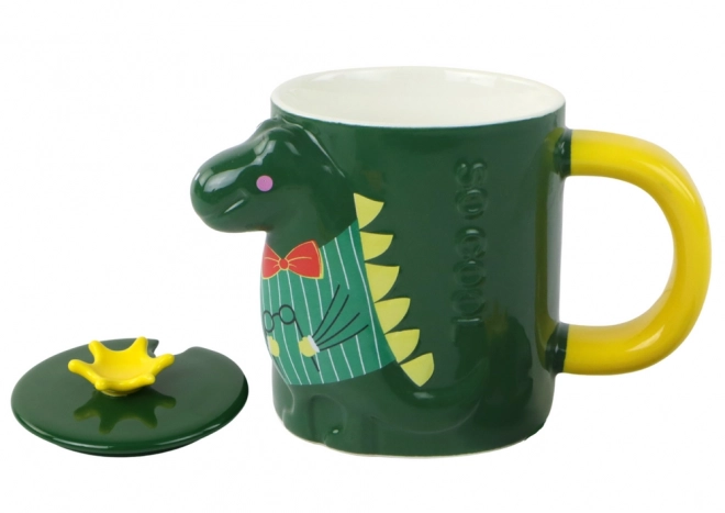 Mug with Green Dinosaur and Lid 400 ml