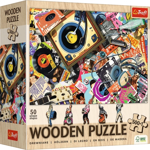 TREFL Houten dubbelzijdige puzzel In de wereld van muziek 501 stukjes