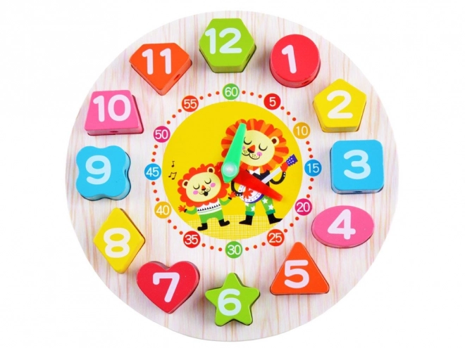 Houten educatieve klok met sorteerder