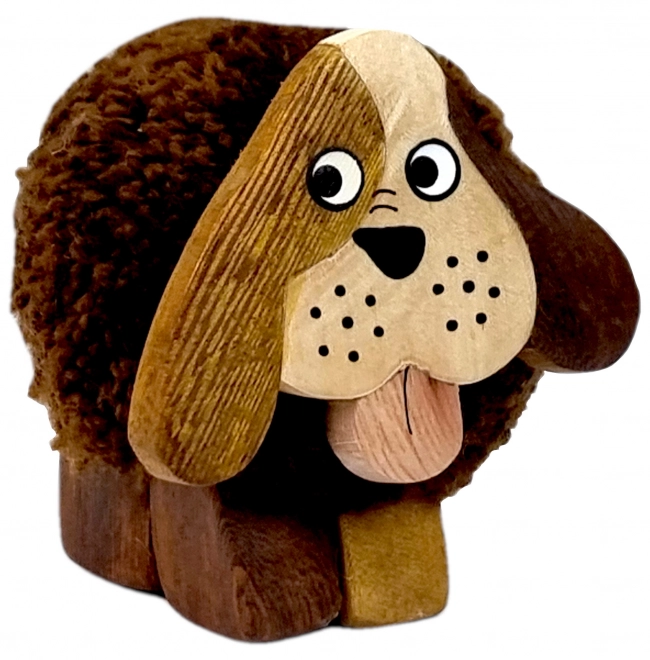 Holzfigur Hund mit Bommel XL