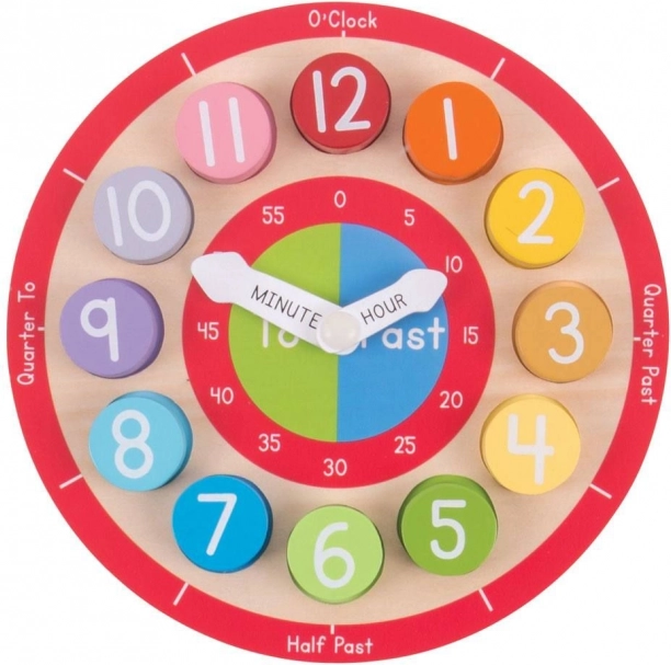 Bigjigs Toys educatieve houten klok in het Engels