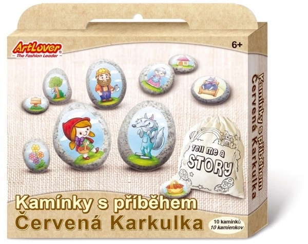 Stenen met verhaal met stickers - Roodkapje