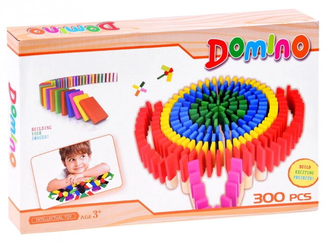 Houten kleurrijke domino 300 stukken
