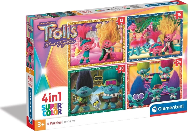 Puzzel 4-in-1 TROLLEN SuperColor (12–24 stukjes) – CLEMENTONI