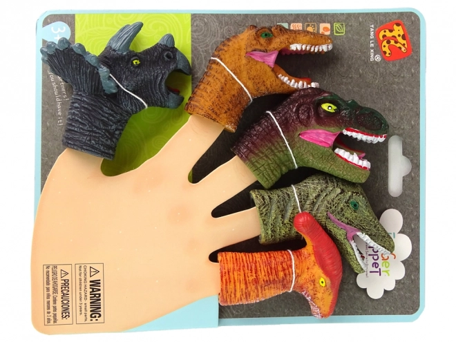 Gekleurde vingerspoppetjes Dinosaurussen, set van 5 stuks