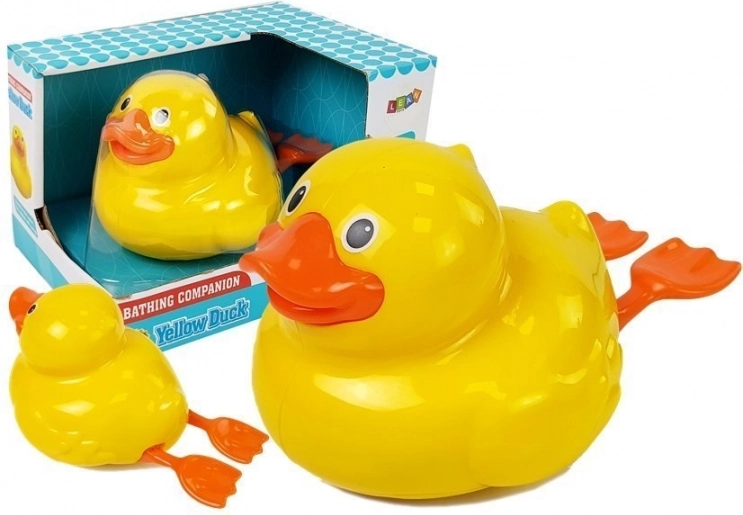 Schwimmende gelbe Badeente mit Batterie, 18 cm