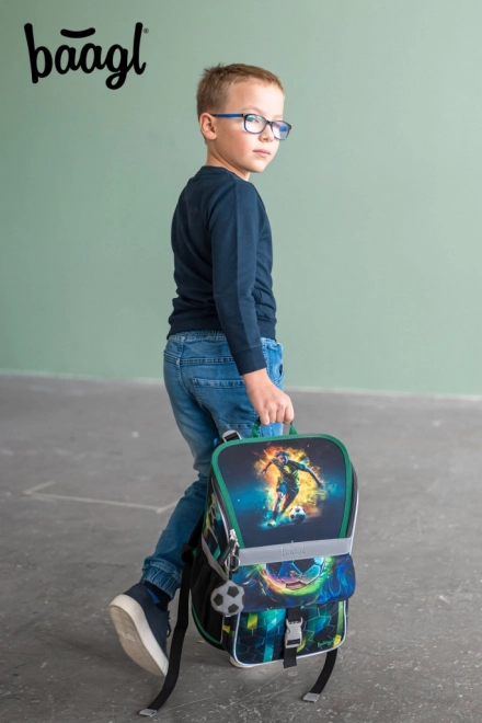 baagl set scolaire zippy joueur de football – cartable, trousse et sac