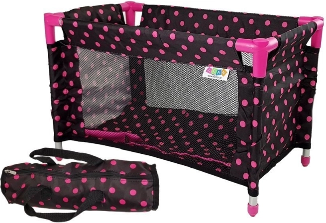 Puppenbett Alice schwarz‑rosa