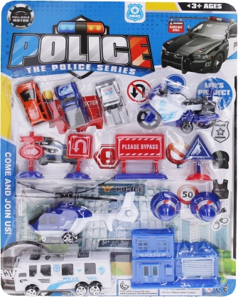 Pull-Back Police Vehicles – Set with Station and Accessories