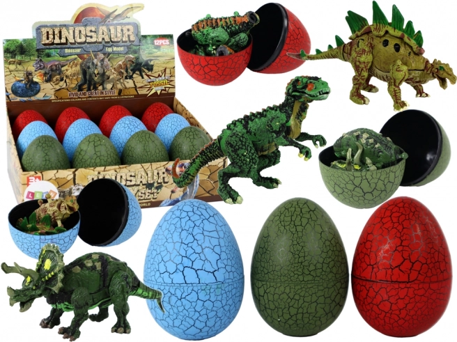Ei met dinosaurusfiguurtje, 3 kleuren, 9 cm