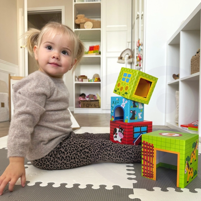 Woopie groene puzzelboerderij met blokken en figuren