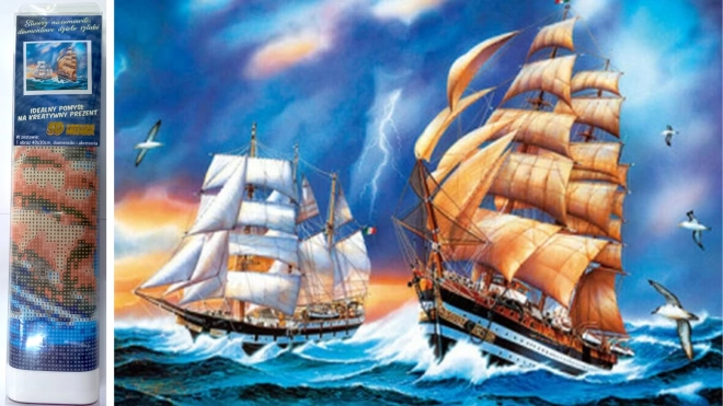 Diamantschilderen zeilboot 30x40 cm
