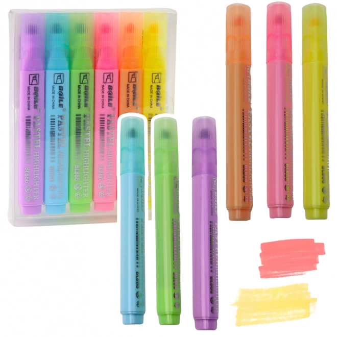 Set van 6 pastel markeerstiften