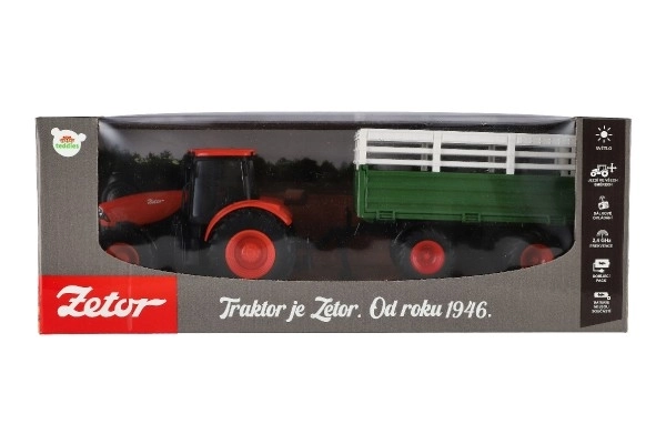 Kindertraktor ZETOR mit Fernsteuerung, Anhänger, Licht und Sound, 42 cm