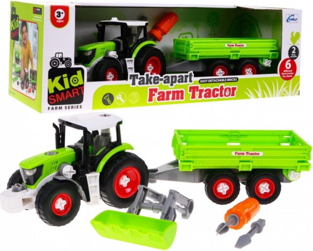 Foldable Tractor with Trailer for Kids 3+ with Drill and Screwdriver