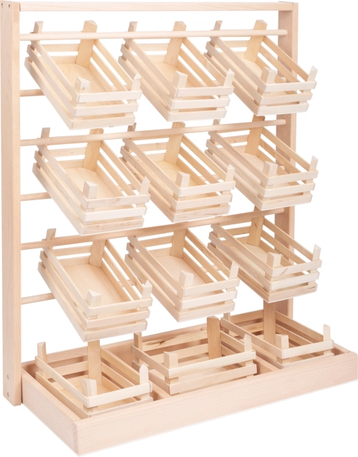Wooden market stand with crates small foot