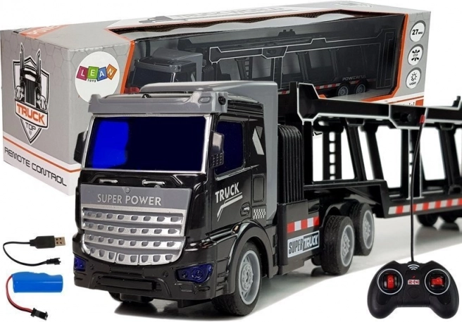 RC tow truck set black 36 cm with LED lights