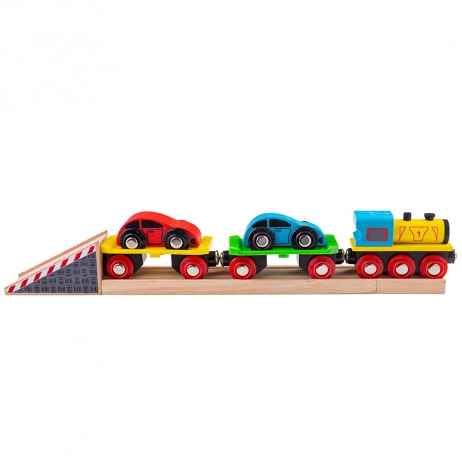 Bigjigs Rail Train de marchandises avec voitures et rails