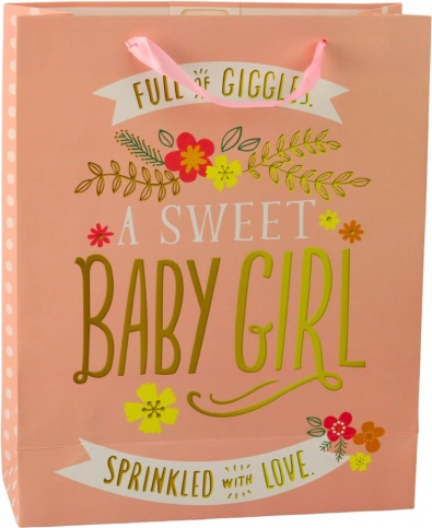 Sac cadeau de naissance pour petite fille 32 x 26 x 12 cm