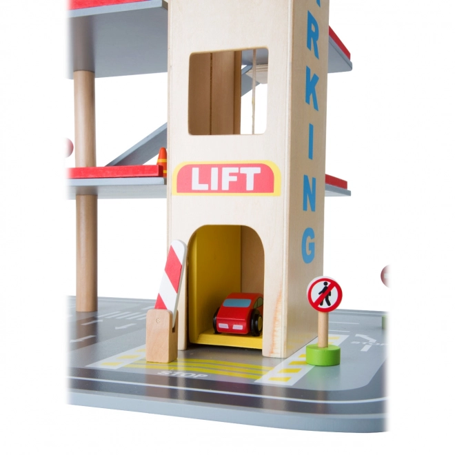 Wooden Parking Garage with Elevator - Small Foot