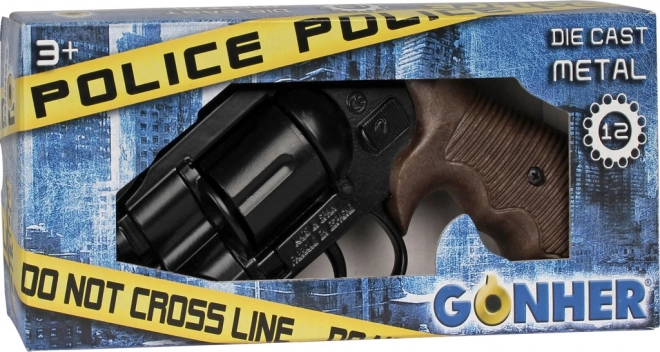 Metalen zwarte politie revolver Gold Collection - 12 schoten