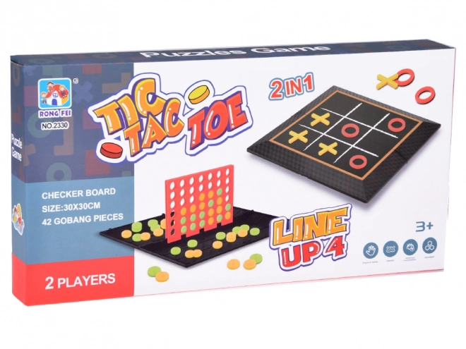 Set van 2 in 1 boter-kaas-en-eieren lijn op 4 puzzel strategie GR0679