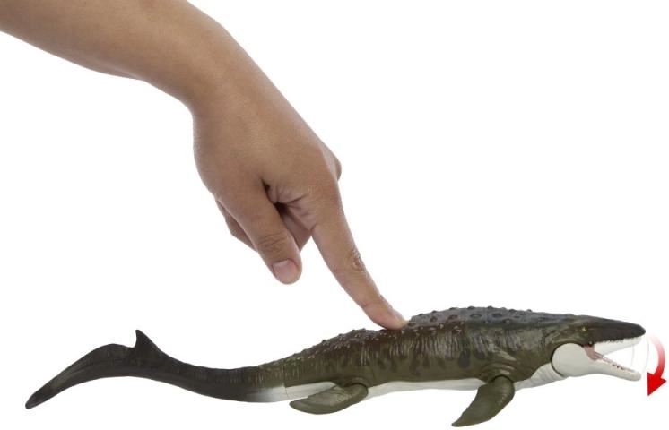 Grote mosasaurus-figuur met beweegbare kaak