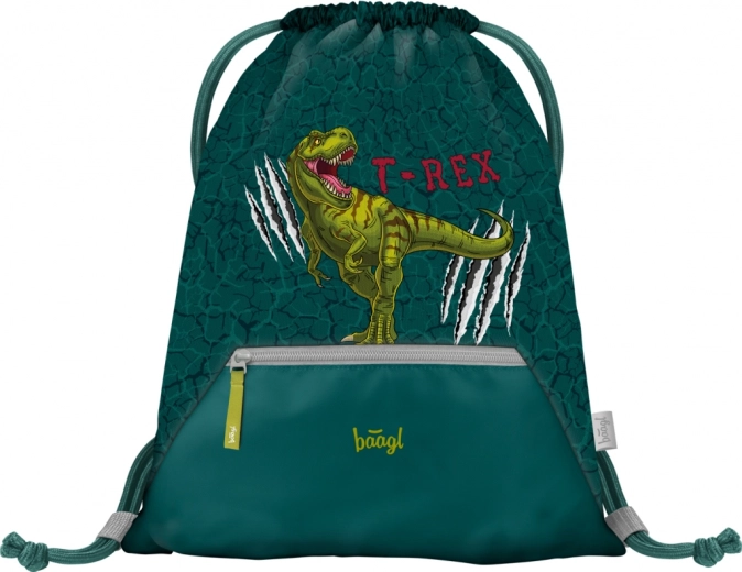 Baagl drawstring bag with pocket T‑Rex