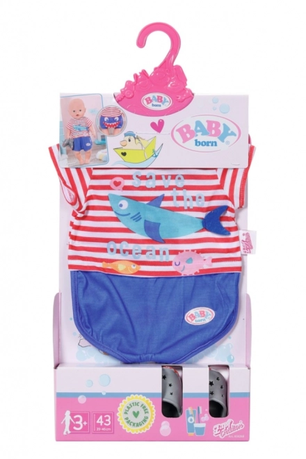 BABY born Pyjamapakket en pantoffels, blauw, 43 cm