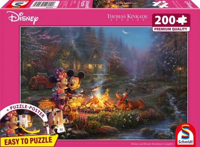 Puzzle SCHMIDT Mickey und Minnie: Romantik am Feuer 200 Teile