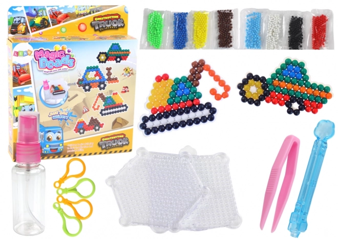 DIY magie kralen set met water 8 kleuren Bouwvoertuigen