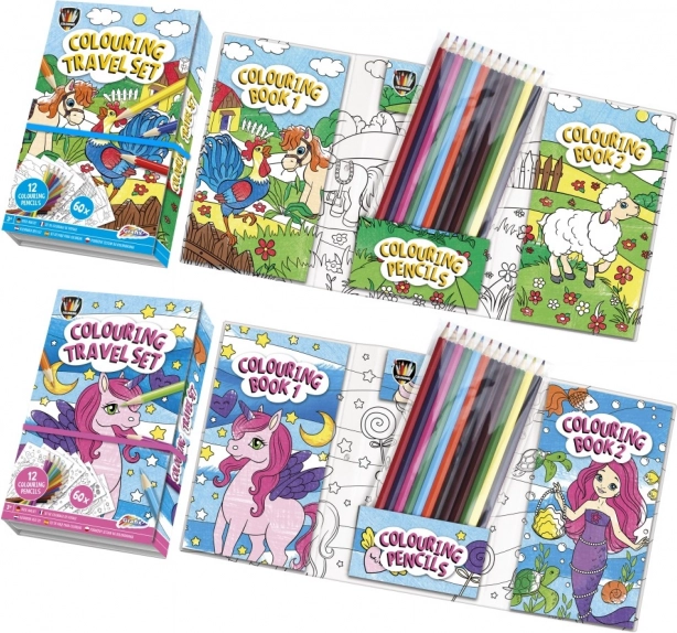 Coloring book with 12 pencils in a practical case