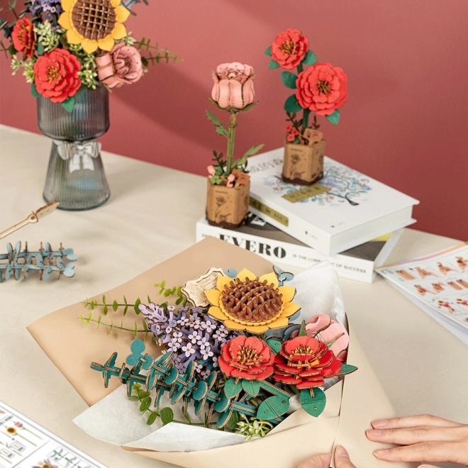 Wooden 3D Puzzle Flower Bouquet Rowood