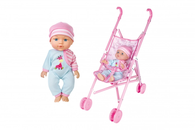 Baby met geluiden en kinderwagen 27cm - Tsjechische verpakking