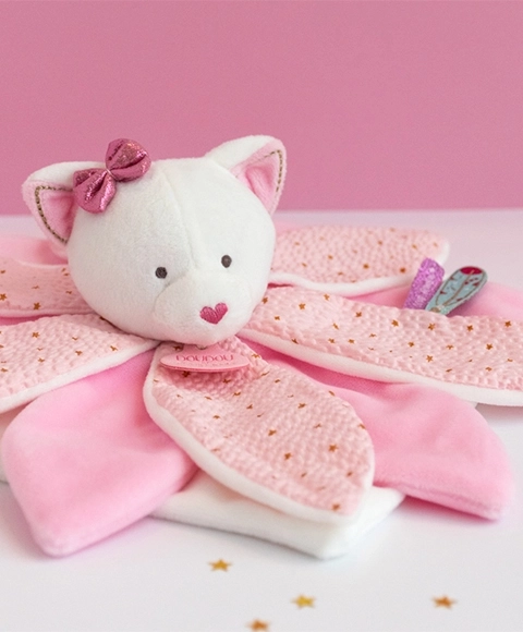 Cadeauset - pluchen knuffel Roze kat 26 cm