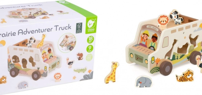Houten Safari Auto Insteekpuzzel