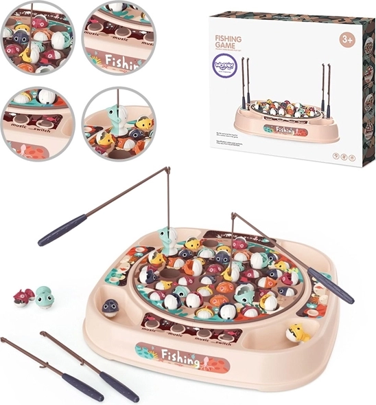 WOOPIE Angelspiel für Kinder mit rotierender Spielplatte, 4 Ruten, 50 Teile
