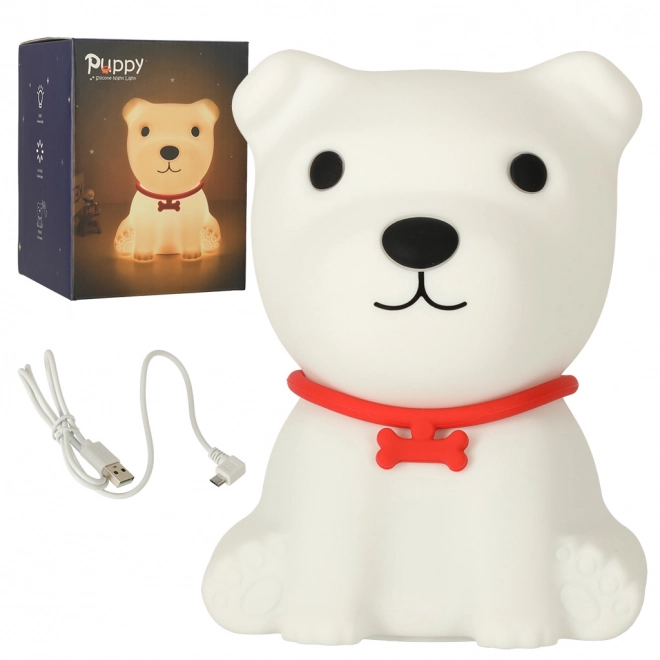 Veilleuse tactile pour enfants en silicone, forme de chien, LED RVB, blanche