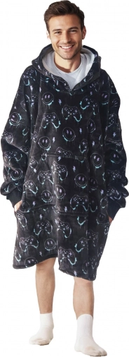 Couverture à capuche type sweat COZY NOXXIEZ bien chaude avec motif gaming