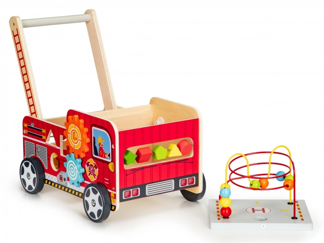 Holz-Lernlaufwagen mit Bauklötzen - Feuerwehrwagen ECOTOYS