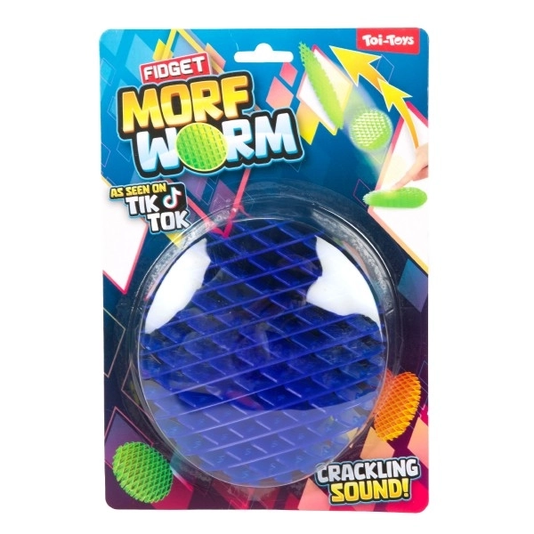 Fidget worm veranderlijke vorm stressverlagende plastic 13cm 6 kleuren op kaart