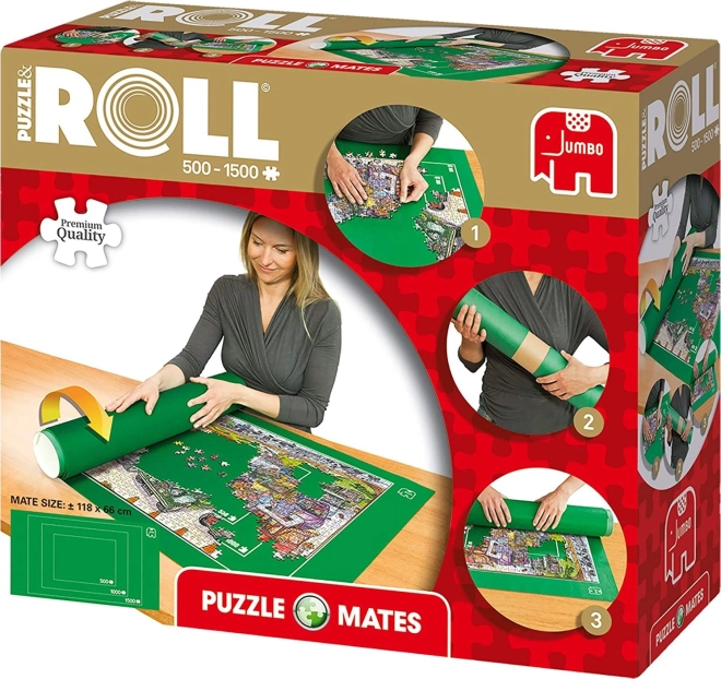 JUMBO oprolbare puzzelmat voor 500–1500 stukjes (118 × 66 cm)