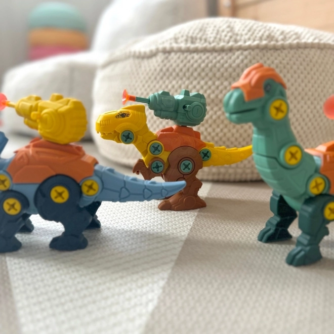 Woopie set dinosaurussen om te schroeven 3 stuks bouwset met koffer en boormachine met schroevendraaier