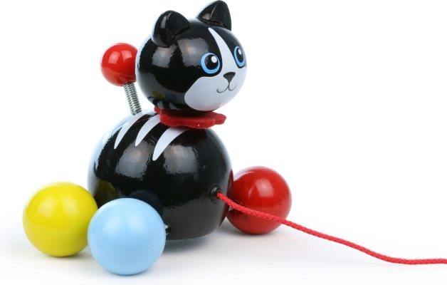 Vilac trekpoes Minou – houten trekfiguur aan een touwtje
