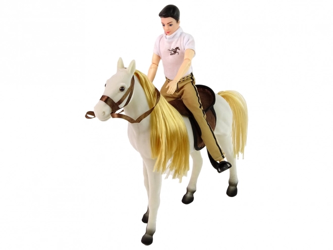 Rijdende pop met wit paard