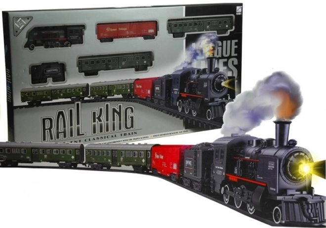 Grote trein met rooklicht + 4 wagons Spoorlijn 156 cm